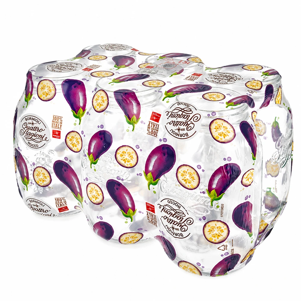 Quattro Stagioni 2L con coperchio con motivo melanzana - Vaso italiano per verdure e antipasti
