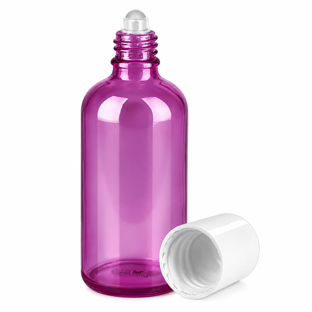 Flacone roll-on da 100 ml bianco standard PurpleLine UT18/100 Flacone roll-top ricaricabile da 100 ml con tappo a vite bianco per cosmetici sostenibili