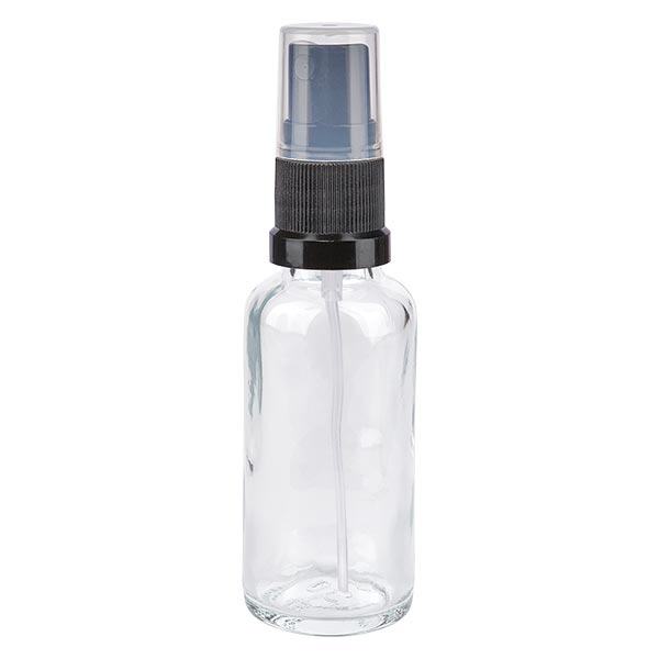 Flacone spray trasparente da 30 ml. STD nero/trasp. apoGlas