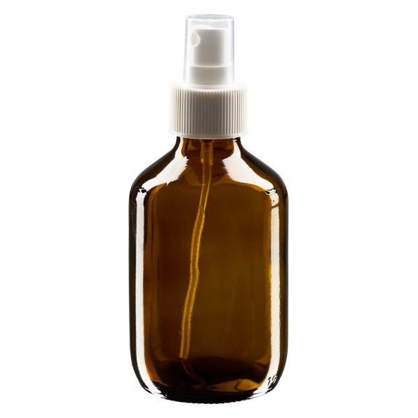 Flacone per medicinali da 200 ml marrone, con atomizzatore a pompa bianco ApoGlas