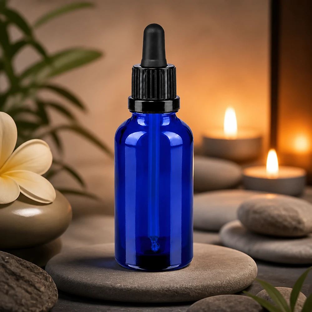 Bottiglia per pipette da 30 ml nera OV BlueLine UT18/30 Flacone in vetro di grado farmaceutico da 30 ml con chiusura ermetica per la conservazione sterile dei principi attivi