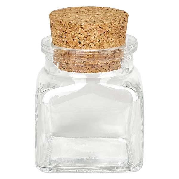 Quadratus 120ml trasparente, apertura 39mm, con tappo 38/42