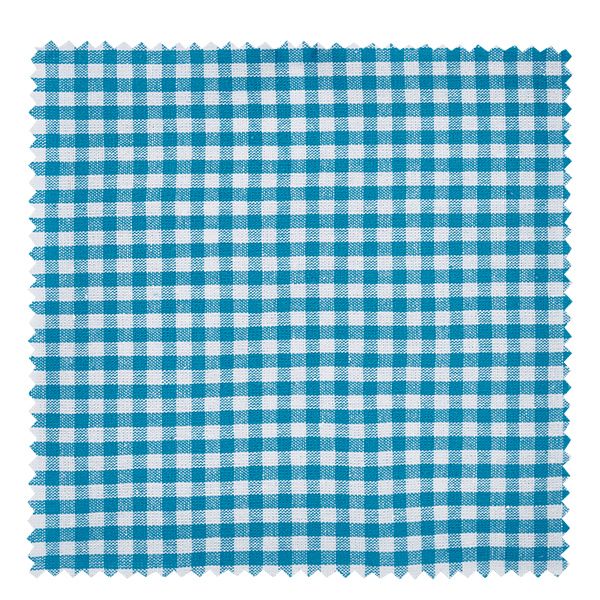 Centrino per gioielli in tessuto a quadretti turchesi di 12 cm di lato