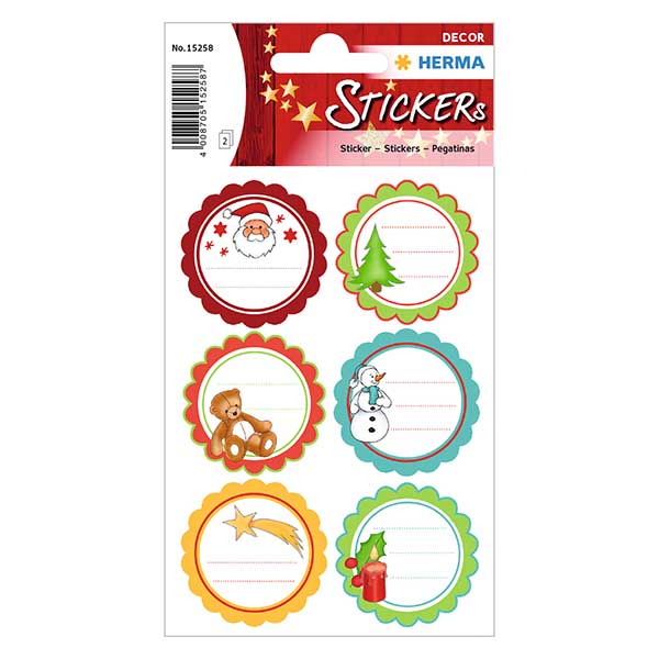 Adesivi per gli auguri di Natale (12 con glitter) Adesivi per gli auguri di Natale (12 con glitter)