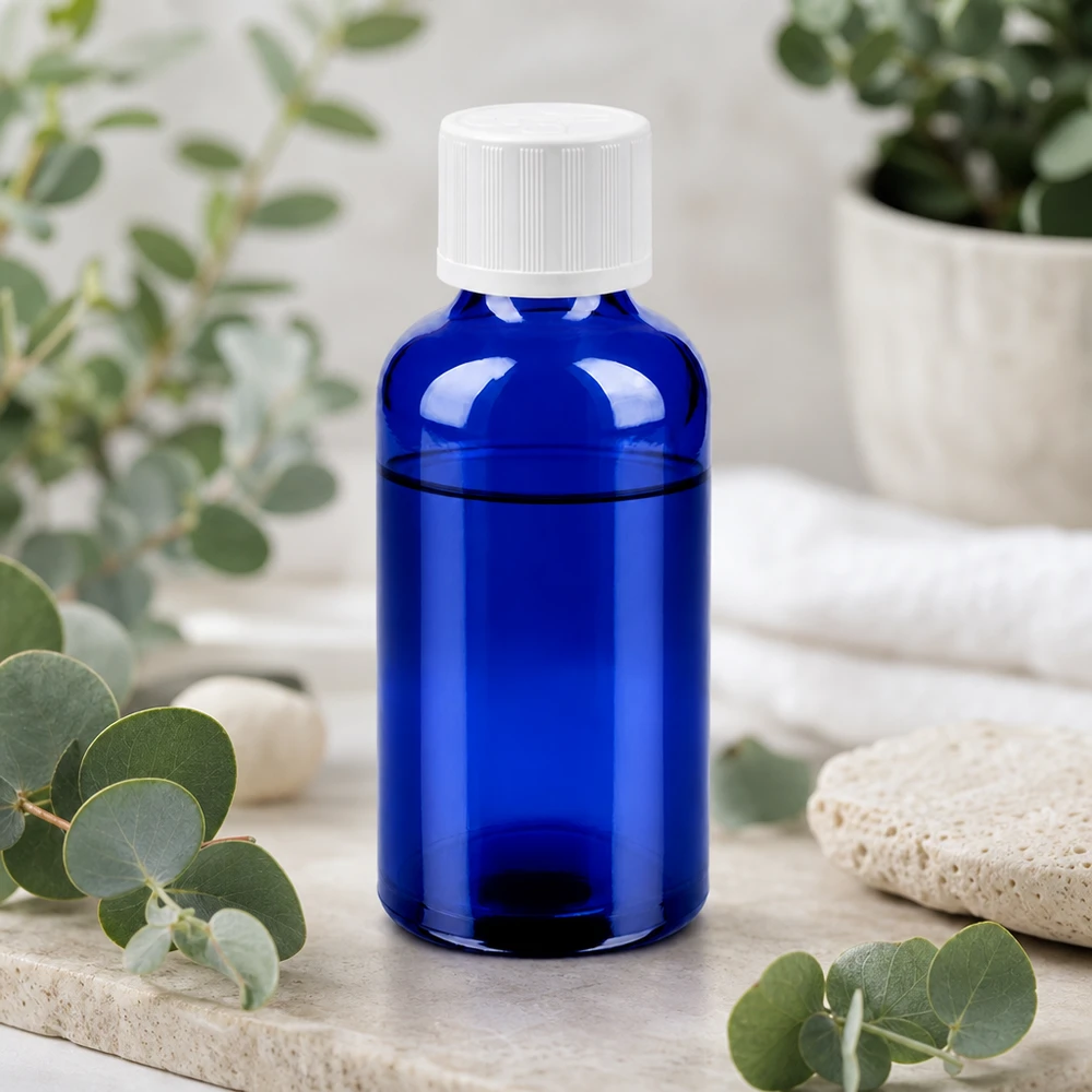 Flacone da 50ml 11mm SV w. STD KiSi BlueLine UT18/50 Robusto flacone in vetro da 50 ml con tappo a prova di bambino, ideale per le applicazioni commerciali