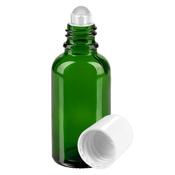 Flacone roll-on verde da 30ml STD bianco ApoGlas