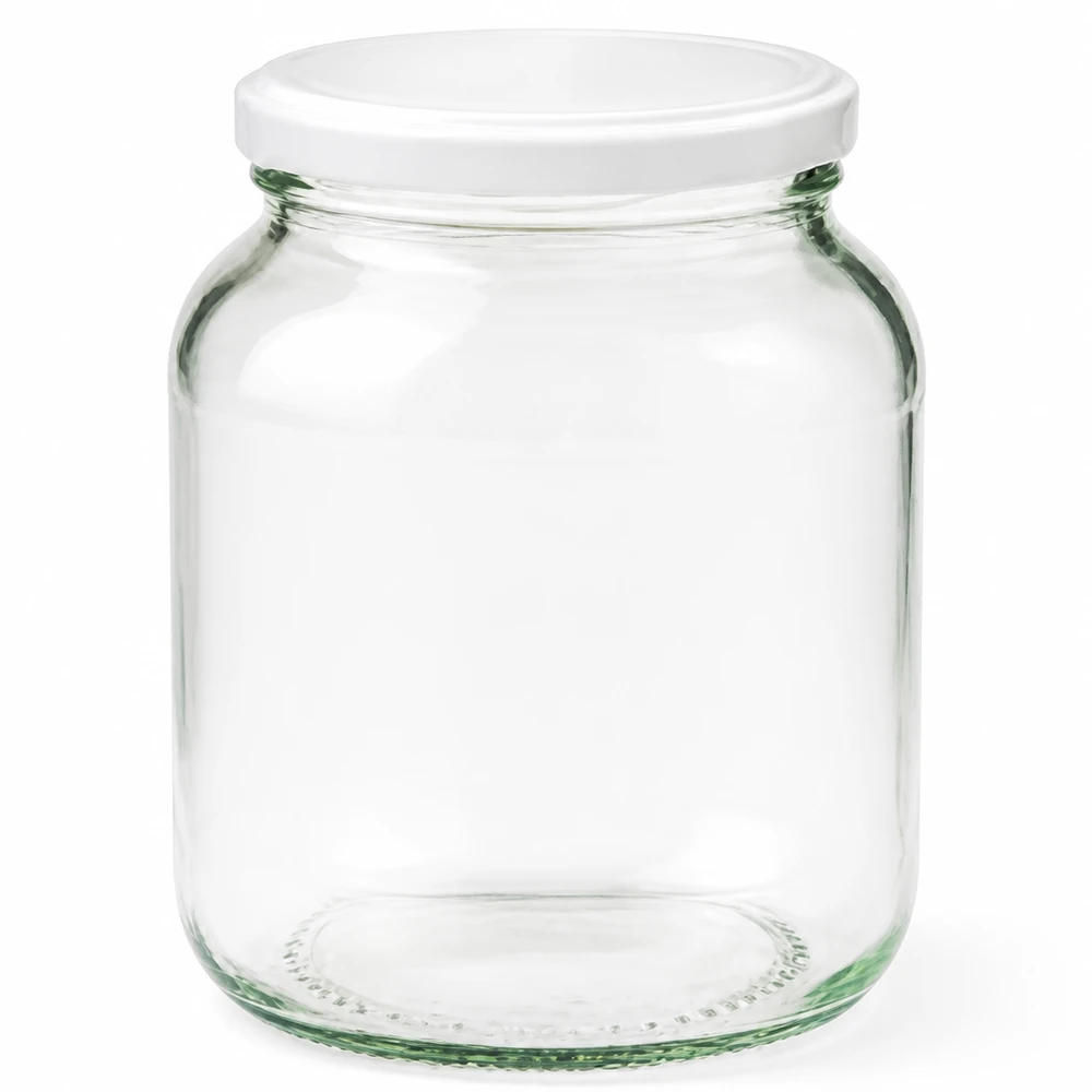 Vasetto ovale da 370 ml con coperchio BasicSeal bianco UNiTWIST Barattolo ovale da 370 ml per conserve con coperchio bianco BasicSeal Sistema UNiTWIST barattolo trasparente vuoto per conserve