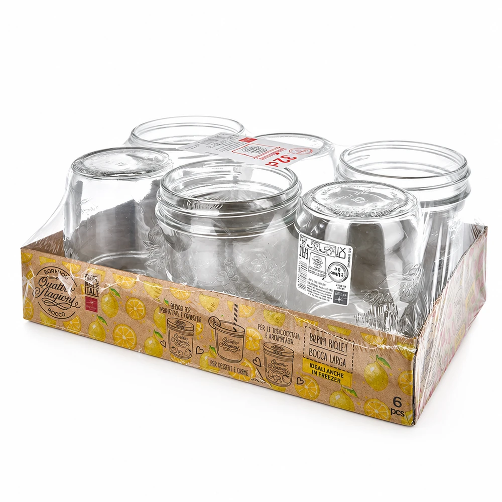 Set di 6 tumbler Quattro Stagioni da 320 ml con coperchio a vite in confezione di vendita per conservare e inscatolare