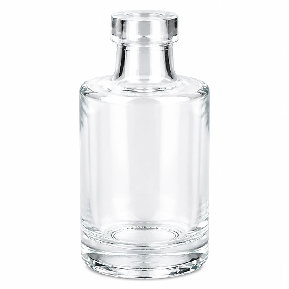 Bottiglia in vetro da 100 ml Marie senza tappo UNiTWIST® Bottiglia di vetro da 100 ml Marie senza tappo UNiTWIST trasparente vuota su sfondo bianco
