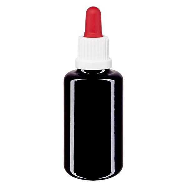 Bottiglia da farmacia viola 30ml pipetta bianco/rosso OV