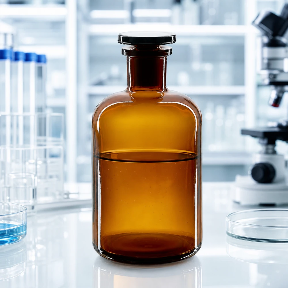 Bottiglia a spalla tonda 500ml marrone collo stretto in vetro con tappo Bottiglia in vetro ambrato a spalla arrotondata da 500 ml, a collo stretto, con protezione UV per sostanze sensibili alla luce