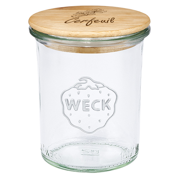Cassetta in bois "Cerfeuil" con verre WECK plongeant 160ml Cassetta in bois "Cerfeuil" con verre WECK plongeant 160ml
