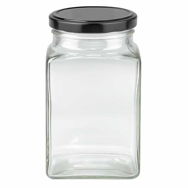 Barattolo tetra da 260 ml con coperchio BasicSeal nero UNiTWIST.