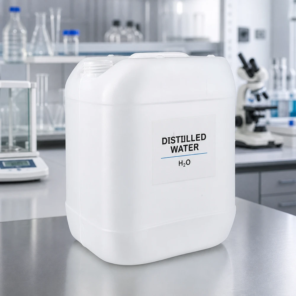 Tanica 20 litri senza tappo Acqua distillata H₂O in taniche di plastica da 20 litri senza tappo, per uso di laboratorio