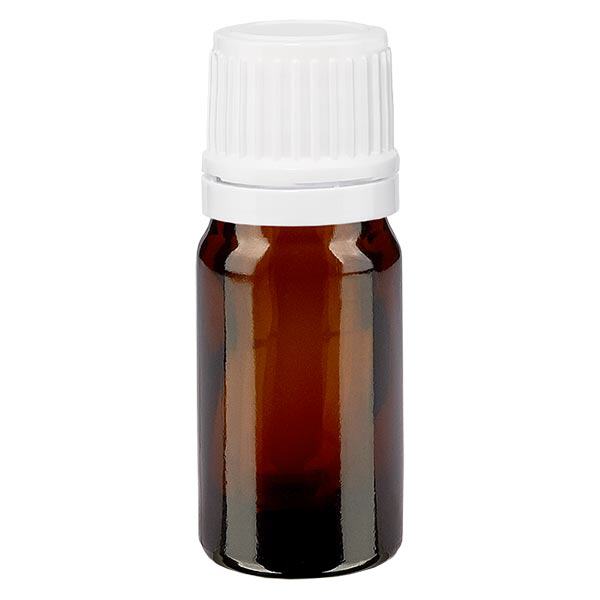 Flacone contagocce marrone 5ml OV bianco/0,7mm ApoGlas Flacone contagocce marrone 5ml OV bianco/0,7mm ApoGlas