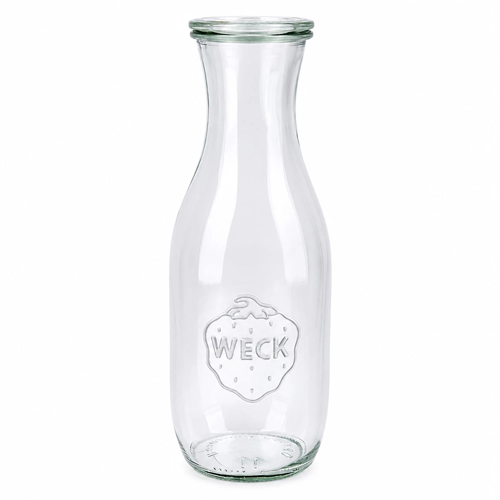 Bottiglia per succhi da 1062 ml con coperchio in vetro WECK RR60 WECK bottiglia per succhi di frutta 1062ml in vetro con coperchio RR60 bottiglia in vetro trasparente per la conservazione dei succhi di frutta