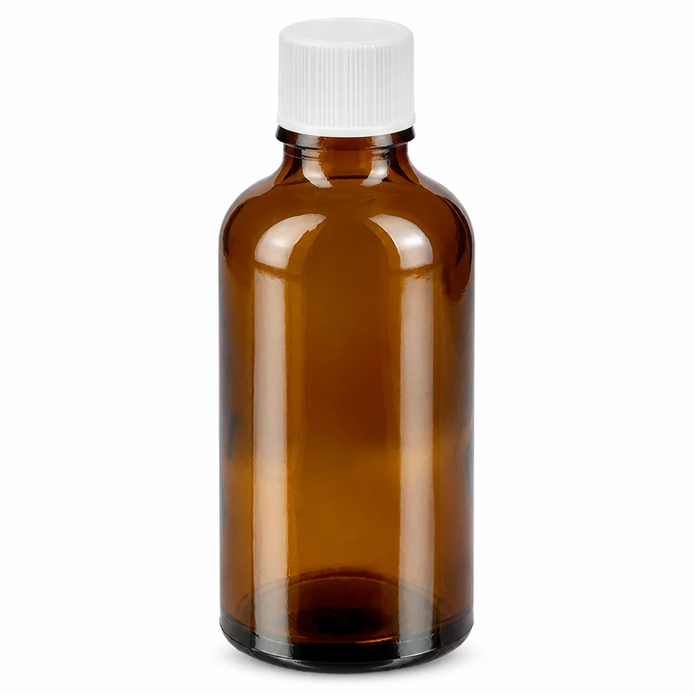 Bottiglia da 50ml 11mm SV bianco STD BrownLine UT18/50 Flacone in vetro marrone da 50 ml con tappo a vite bianco per medicinali e oli essenziali
