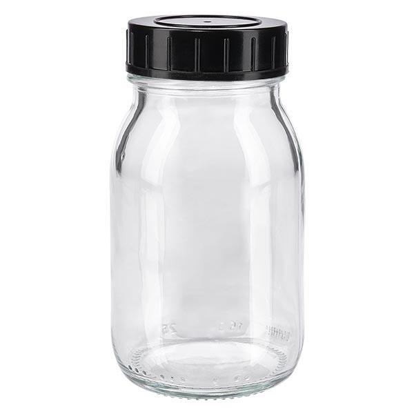 Bottiglia a collo largo da 150 ml in vetro trasparente con tappo a vite Bottiglia a collo largo da 150 ml in vetro trasparente con tappo a vite