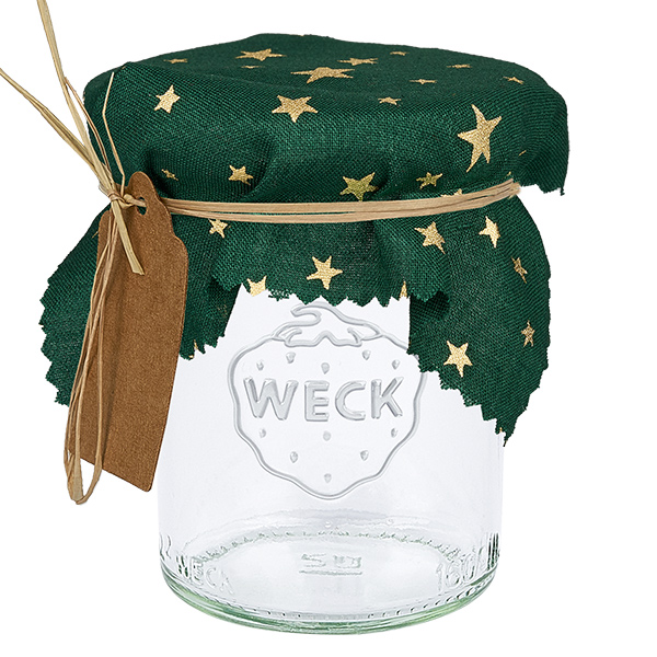 Centrino per gioielli in tessuto verde "stelle" 12cm quadrato