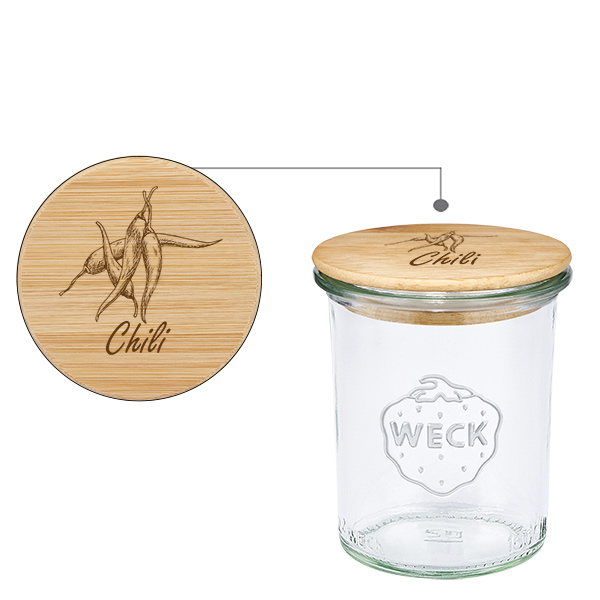 Coperchio in legno "Peperoncino" con coperchio WECK 160ml Coperchio in legno "Peperoncino" con coperchio WECK 160ml