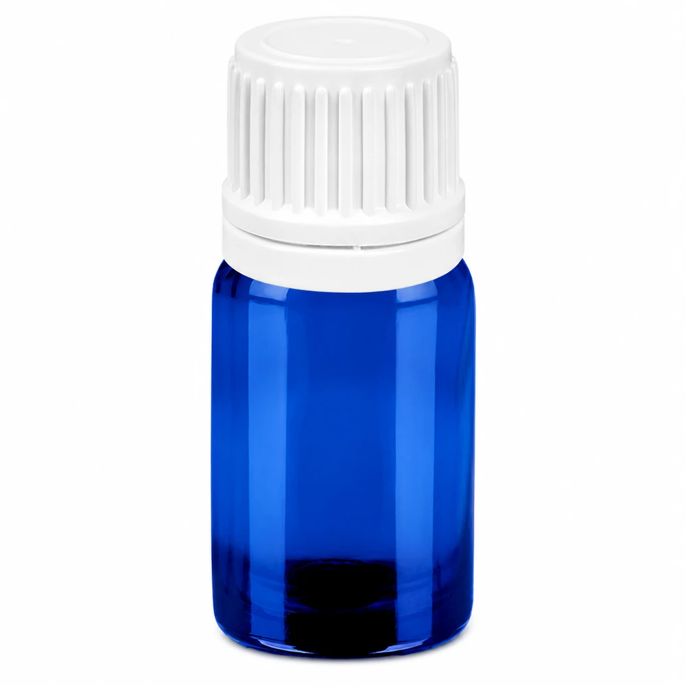 Flacone contagocce da 5 ml 0,7 mm bianco OV BlueLine UT18/5 Flacone dosatore da 5 ml blu per oli essenziali medicinali con apertura a goccia da 0,7 mm