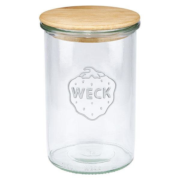Bicchieri WECK RR100 da 1000 ml con coperchio in legno