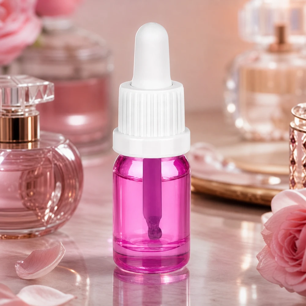 Bottiglia per pipette da 5ml bianco originalità tappo a vite PurpleLine UT18/5 Flacone a goccia viola da 5 ml con pipetta di sicurezza bianca ideale per cosmetici e miscele fai da te