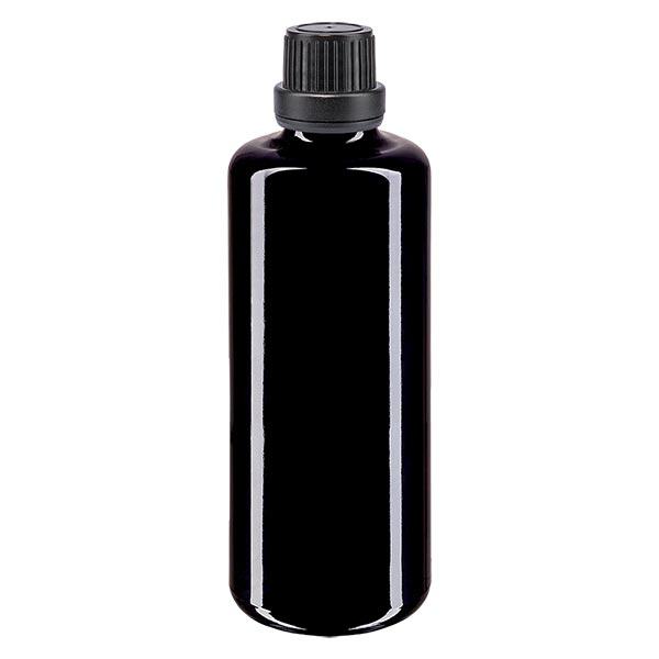 Flacone farmacia viol. 100ml tappo a vite nero stretto OV