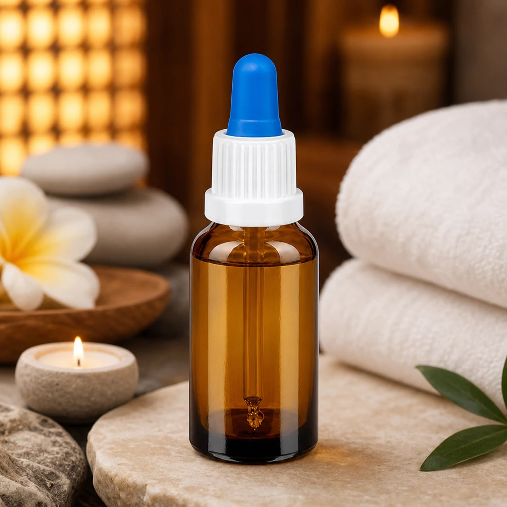 Flacone per pipette da 20 ml bianco/blu OV BrownLine UT18/20 Pratico flacone dosatore BrownLine da 20 ml per un'applicazione precisa di sieri e tinture