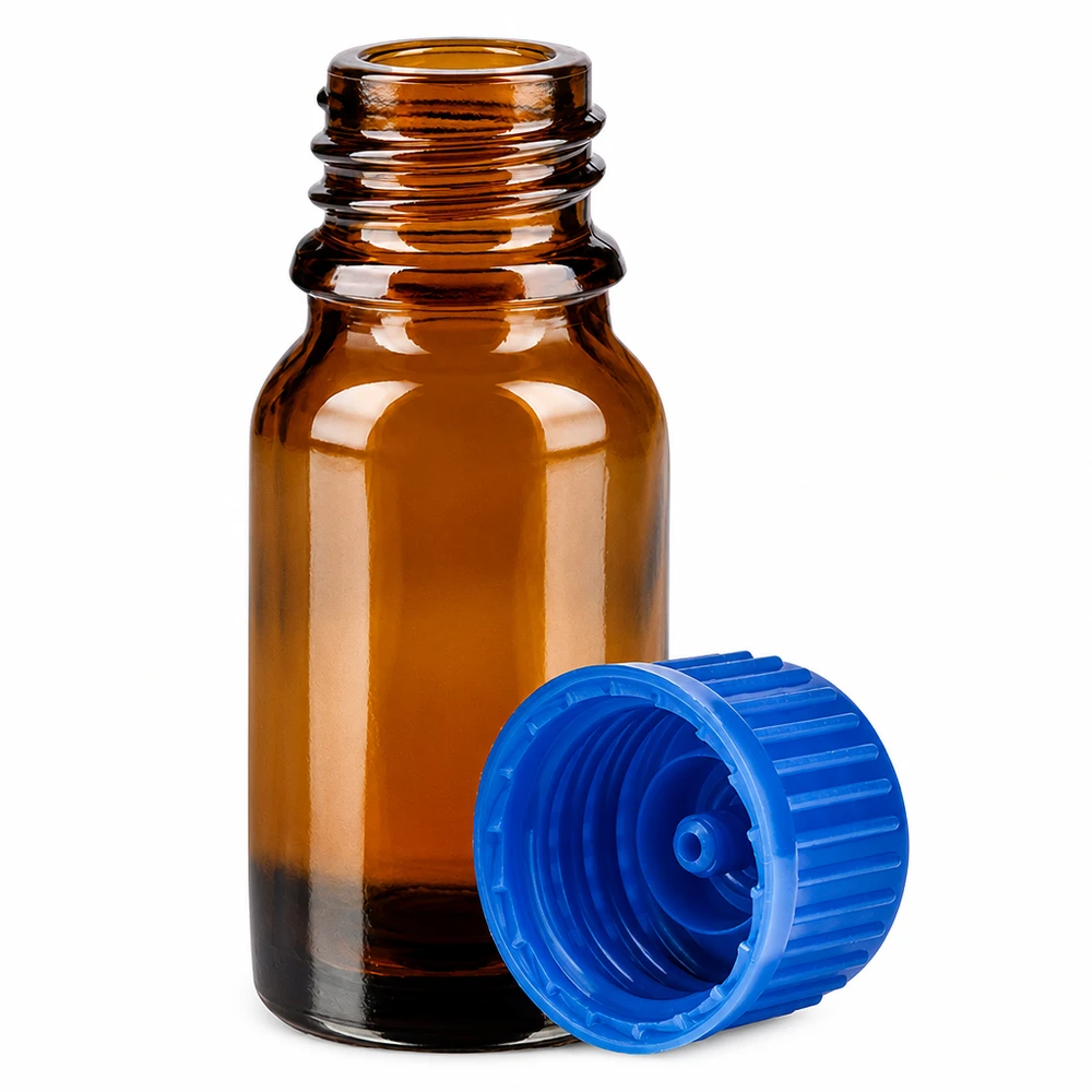 Bottiglia da 10ml 11mm SV blu STD BrownLine UT18/10 Pratico flacone contagocce da 10 ml in vetro protettivo marrone con tappo ergonomico blu