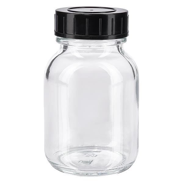 Bottiglia a collo largo da 50ml in vetro trasparente con tappo a vite