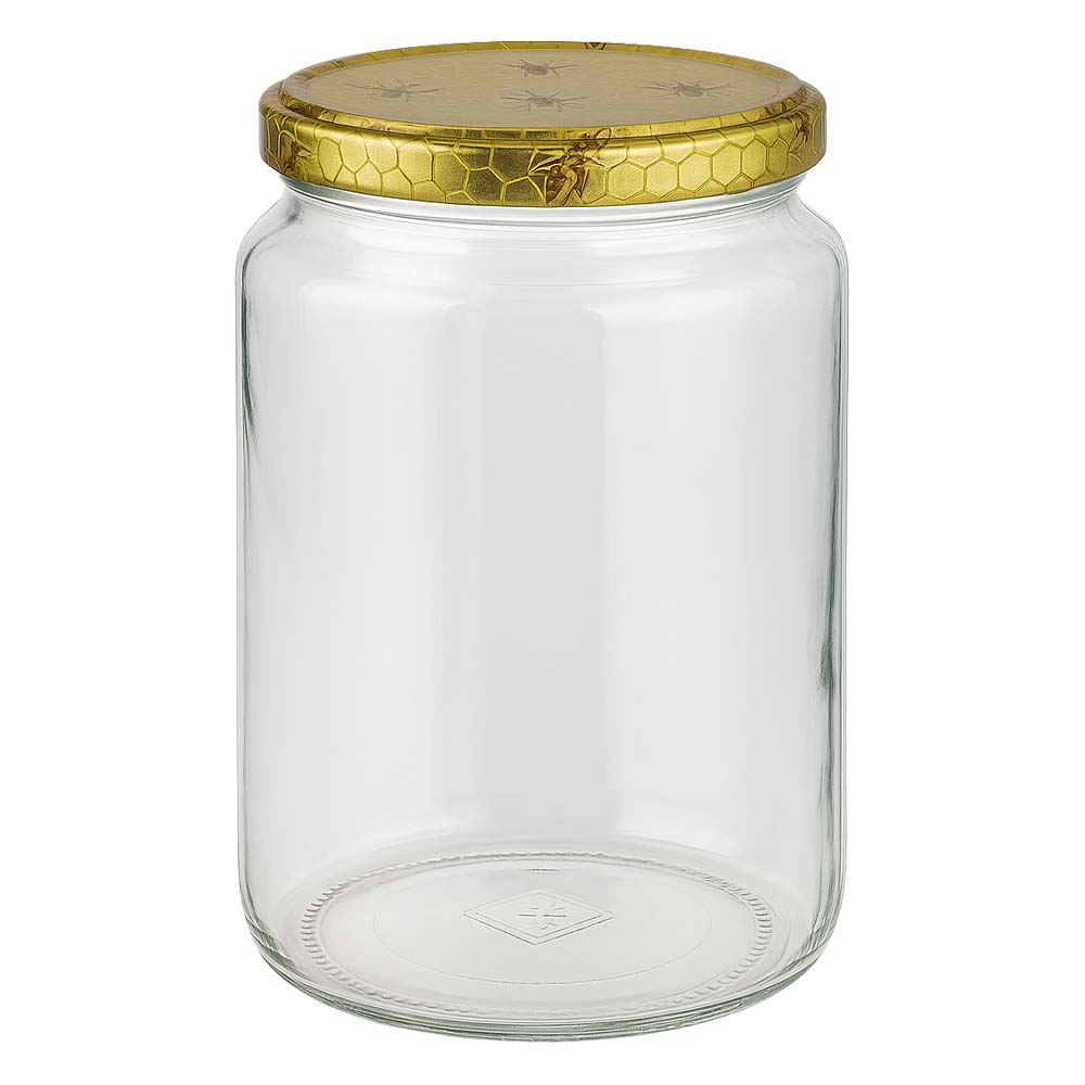 Vasetto per miele da 1000 g con capsula con motivo a favo BasicSeal UNiTWIST