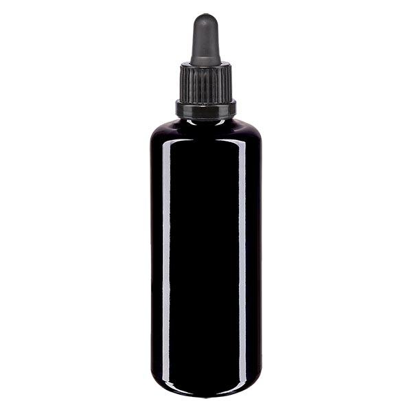 Bottiglia da farmacia viola 100ml pipetta nera OV