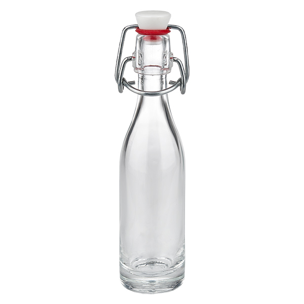 Bottiglia in vetro da 50 ml + tappo girevole in PVC UNiTWIST Bottiglia in vetro da 50 ml con tappo a battente in PVC UNiTWIST - bottiglietta con clip in metallo e tappo bianco