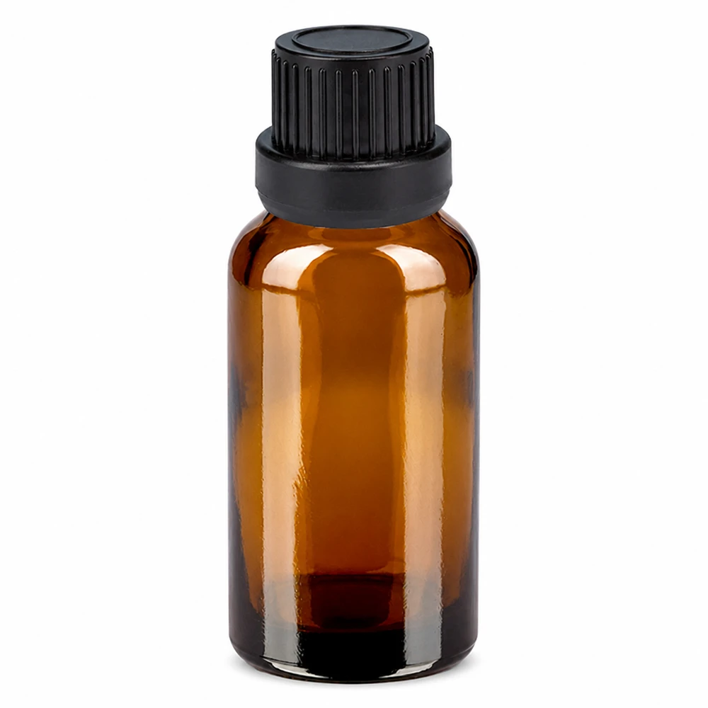 Flacone contagocce da 20 ml 2 mm nero OV BrownLine UT18/20 Flacone in vetro con protezione UV 20ml marrone con contagocce nero per aromaterapia
