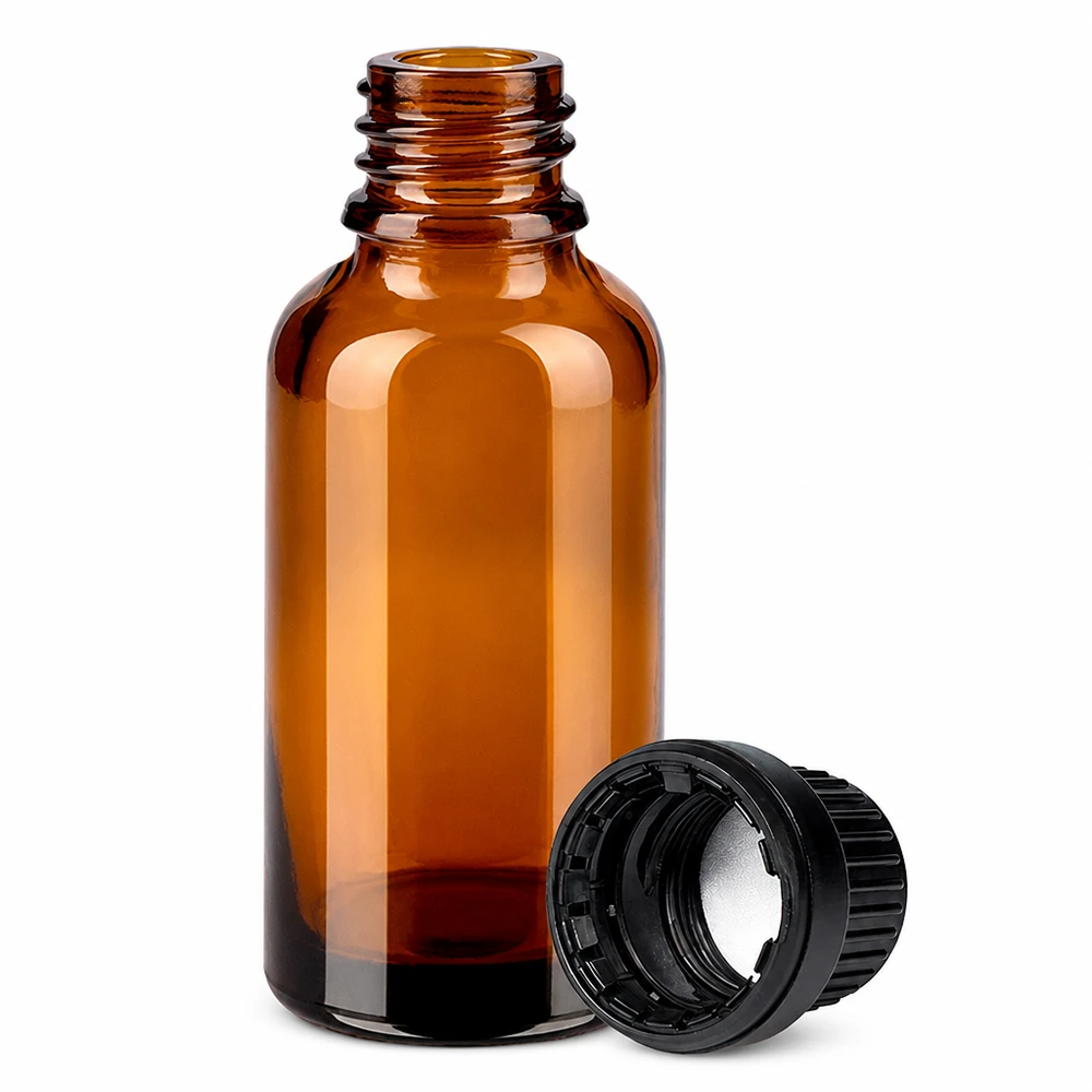 Bottiglia da 30ml 11mm SV nero OV BrownLine UT18/30 Flacone da laboratorio marrone da 30 ml con chiusura antimanomissione per farmaci