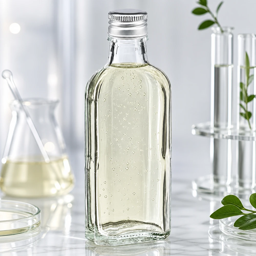 100 ml Meplat trasparente con tappo in alluminio argento PP22 Piccola bottiglia Meplat da 100 ml in vetro trasparente con tappo a vite in alluminio argentato PP22 e bolle