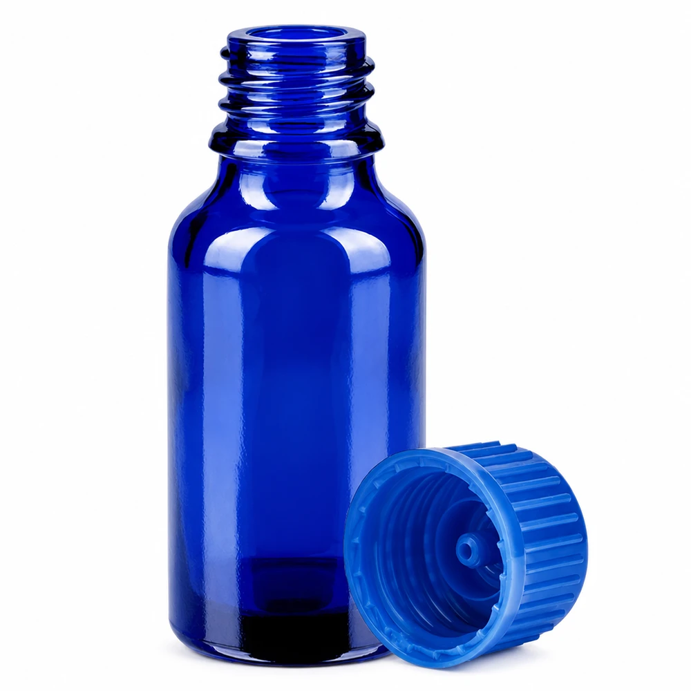 Flacone da 20 ml 11 mm SV blu STD BlueLine UT18/20 Piccola bottiglia da laboratorio da 20 ml in vetro blu con tappo a prova di bambino per l'aromaterapia