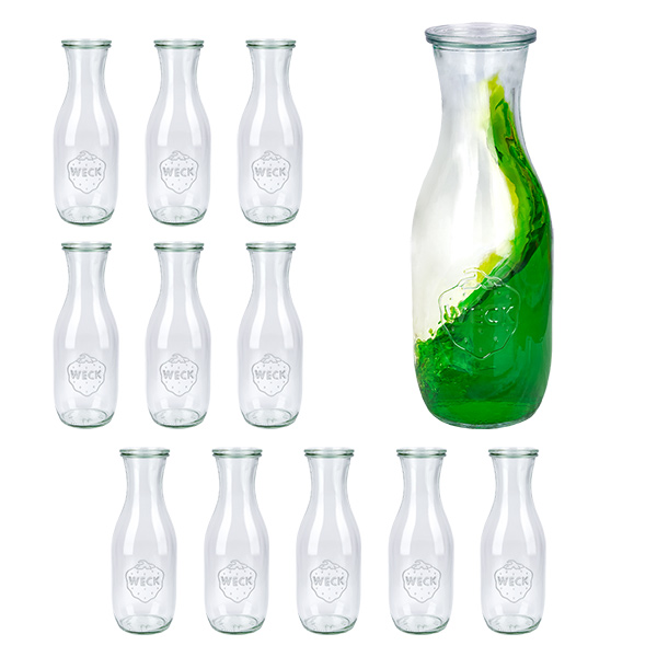 Set di 12 vasetti Weck da 1062 ml con 12 coperchi in vetro Set di 12 vasetti Weck da 1062 ml con 12 coperchi in vetro