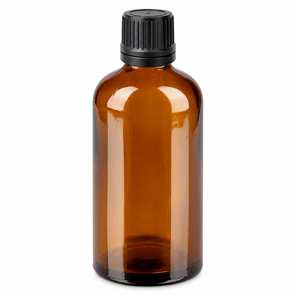 Contagocce da 100 ml fl. 1mm nero OV BrownLine UT18/100 Flacone in vetro con contagocce 100ml in vetro marrone resistente ai raggi UV per applicazioni farmaceutiche