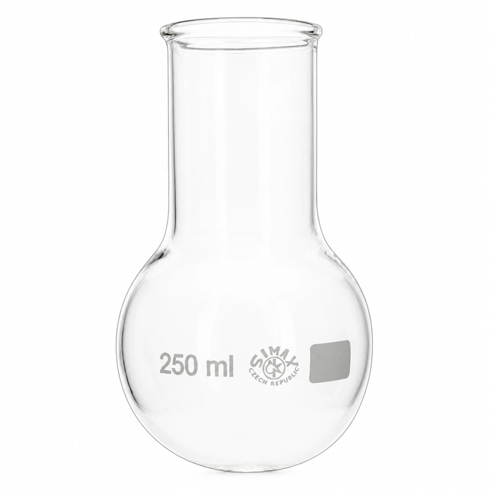 Pallone a fondo tondo a collo largo Capacità 250 millilitri ideale per distillazione e reazioni