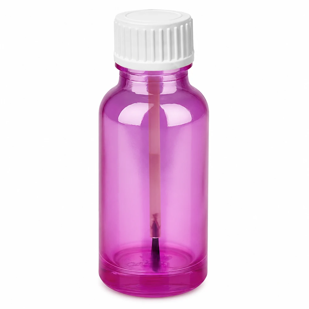 Flacone a pennello da 20 ml PurpleLine UT18/20 bianco standard Flacone cosmetico viola da 20 ml con tappo a pennello per prodotti liquidi