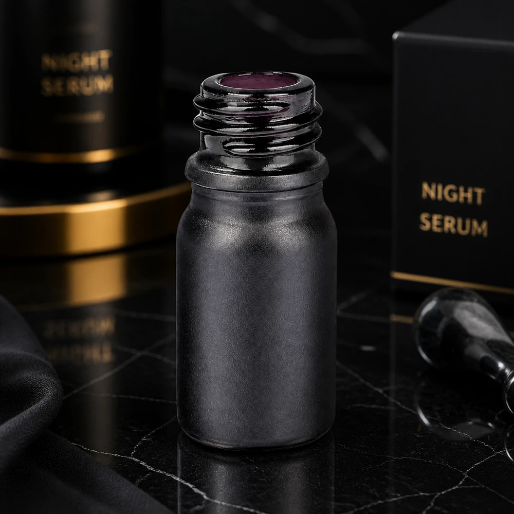Flacone farmaceutico da 5 ml BlackLine UT18/5 UNiTWIST Flacone per farmacisti di alta qualità da 5 ml BlackLine UT18/5 in design nero opaco per cosmetici