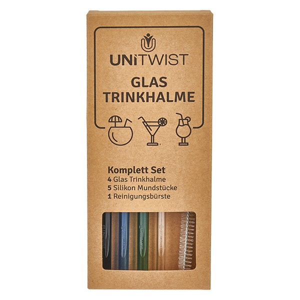 Set di cannucce in vetro colorate con punte morbide UNiTWIST Set di cannucce in vetro colorate con punte morbide UNiTWIST