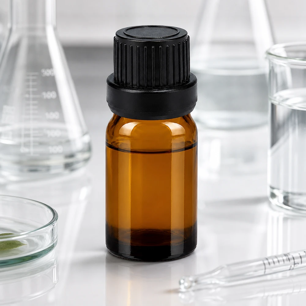 Flacone contagocce da 5 ml 2 mm nero OV BrownLine UT18/5 Flacone da laboratorio professionale da 5 ml in vetro ambrato con tappo OV nero per applicazioni di laboratorio