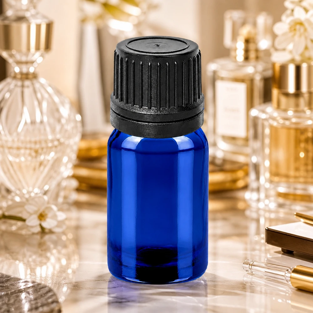 Flacone contagocce da 5 ml 1 mm nero OV BlueLine UT18/5 Flacone in vetro blu da 5 ml di alta qualità con preciso sistema di contagocce da 1 mm per un'erogazione precisa.