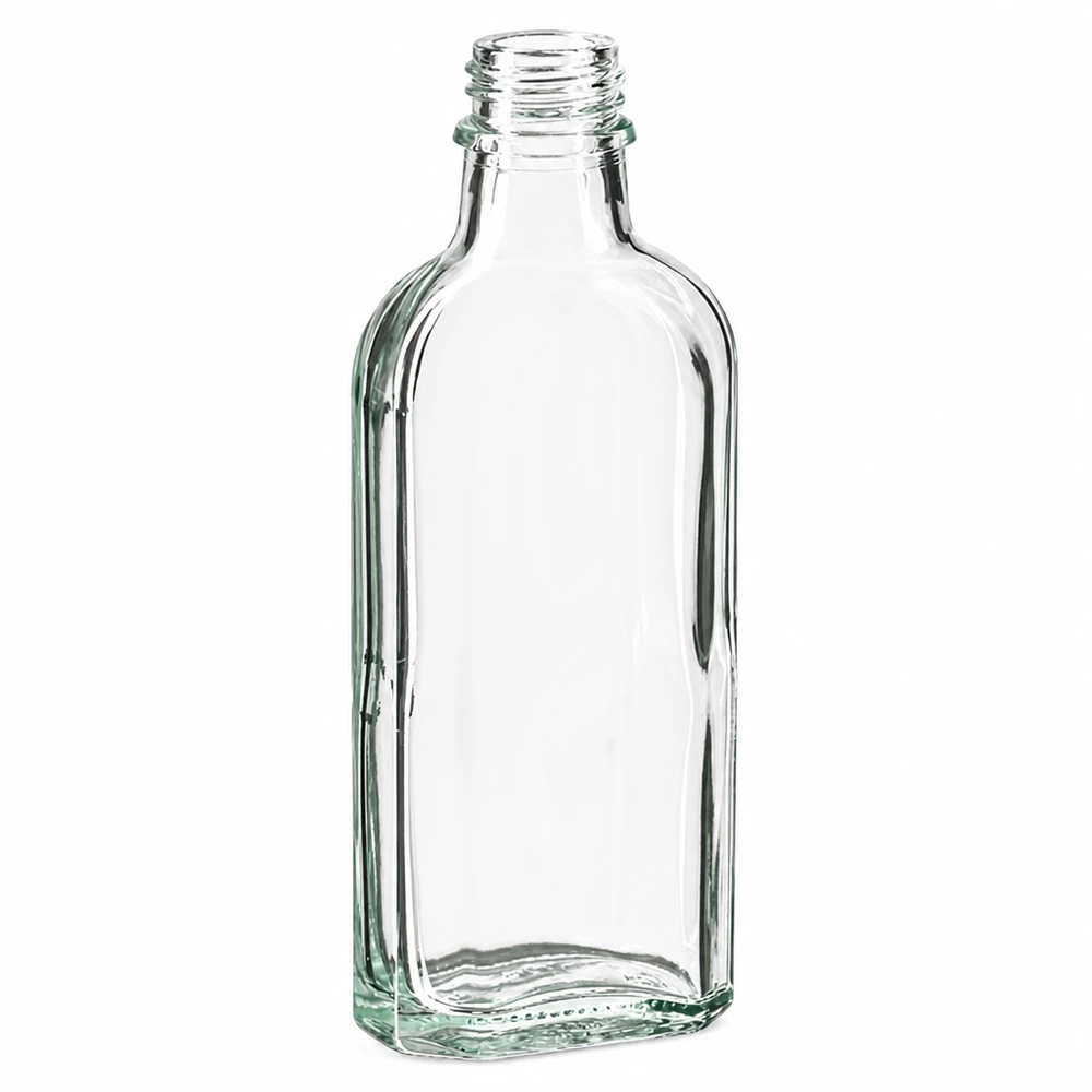 Flacone Meplat da 100 ml in vetro trasparente con filettatura DIN22 per liquidi