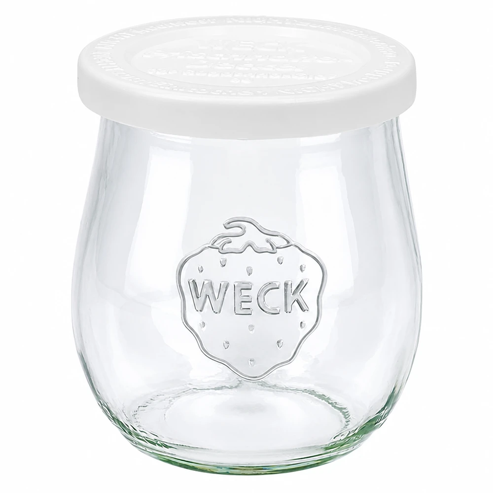 WECK vaso a tulipano 220ml con coperchio bianco per la freschezza RR60 - vaso in vetro per conserve e stoccaggio