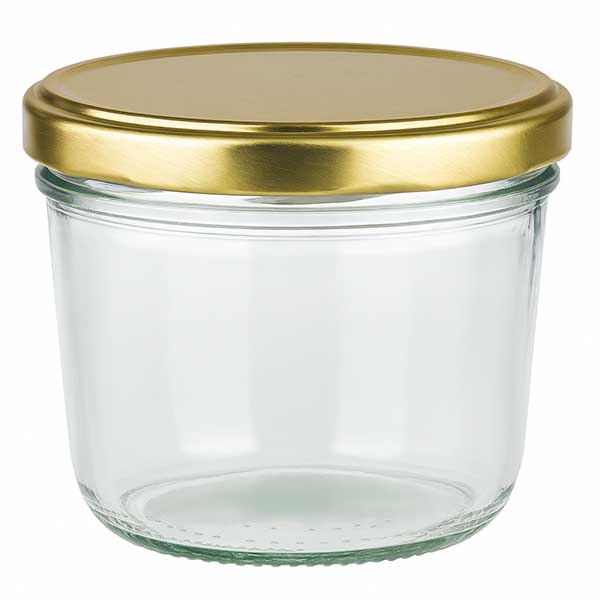 Bicchieri da 230 ml con coperchio BasicSeal oro UNiTWIST Barattolo da 230 ml con coperchio BasicSeal dorato UNiTWIST - Barattolo vuoto con tappo a vite in vetro