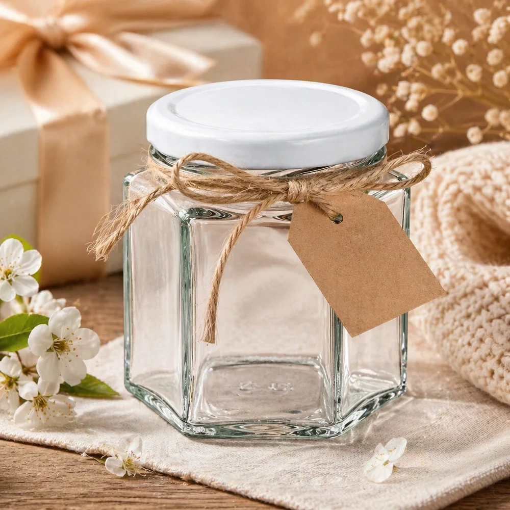 Barattolo hexa da 47 ml con coperchio BasicSeal bianco UNiTWIST Barattolo hexa da 47 ml con coperchio BasicSeal bianco UNiTWIST